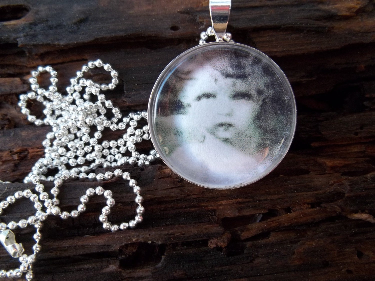 Angel Pendant 25mm round Gothic Grunge Black and White Tones Sweet Child Angel