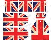 Vintage Union Jack Tag Collage Sheet - Digital Download