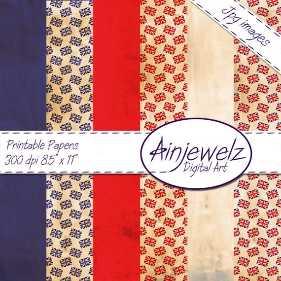 Digital Paper Pack - Vintage Jubilee Union Jack .... download & print