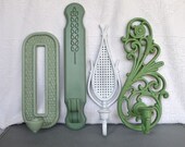Country Cottage Greens Candlesconce Collection of 4.. Upcycled wall modern candleholders Modern wall Decor