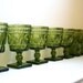 Dark Green Indiana Glass Park Lane Wine Goblets and Tumblers