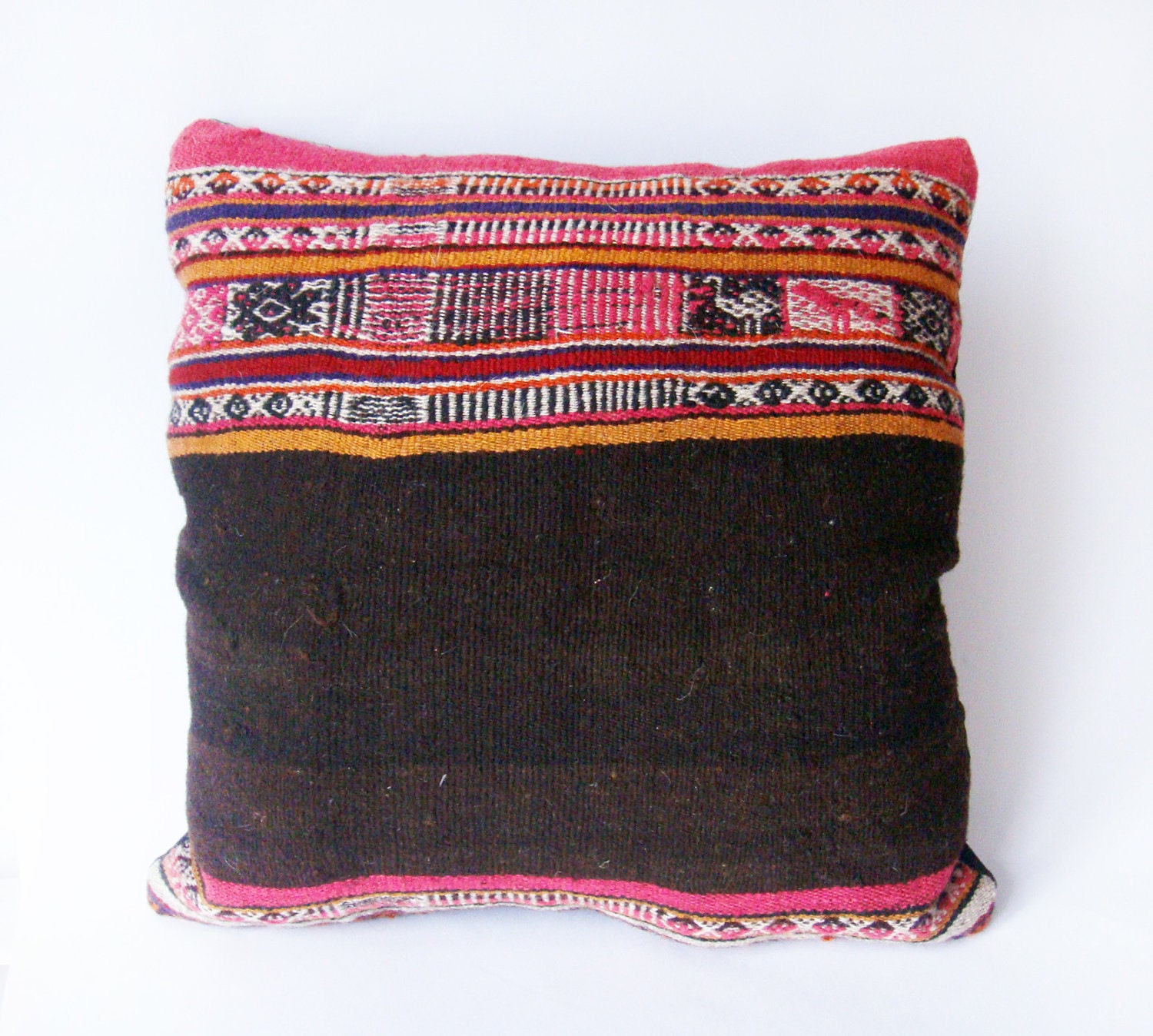 Items similar to Kilim Rustic modern Bohemian throw pillow Antique Romanian Hand Woven Pillow ...