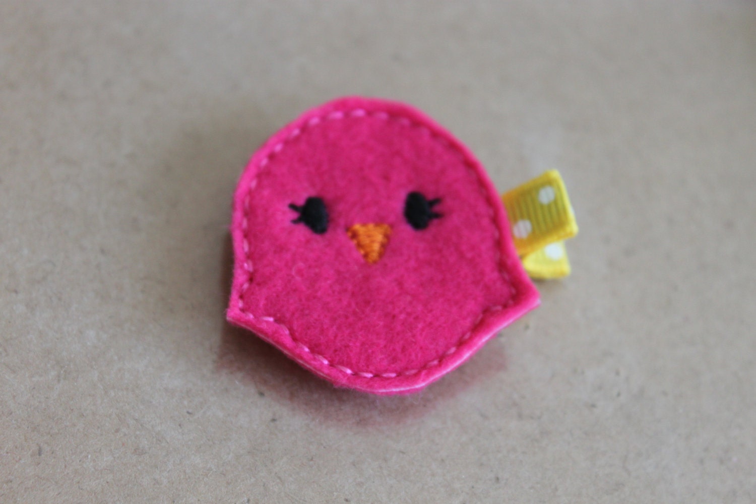 Girls Hair Clip Set - Felt Hair Clip - Felt Chick Hair Clip in Pink- Easter Hair Clip