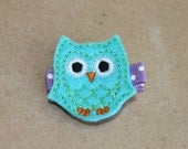Girls Hair Clip Set - Felt Hair Clip - Felt Owl Hair Clip in Turquoise-