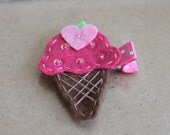 Girls Hair Clip Set - Felt Hair Clip - Felt Ice Cream Cone Hair Clip-
