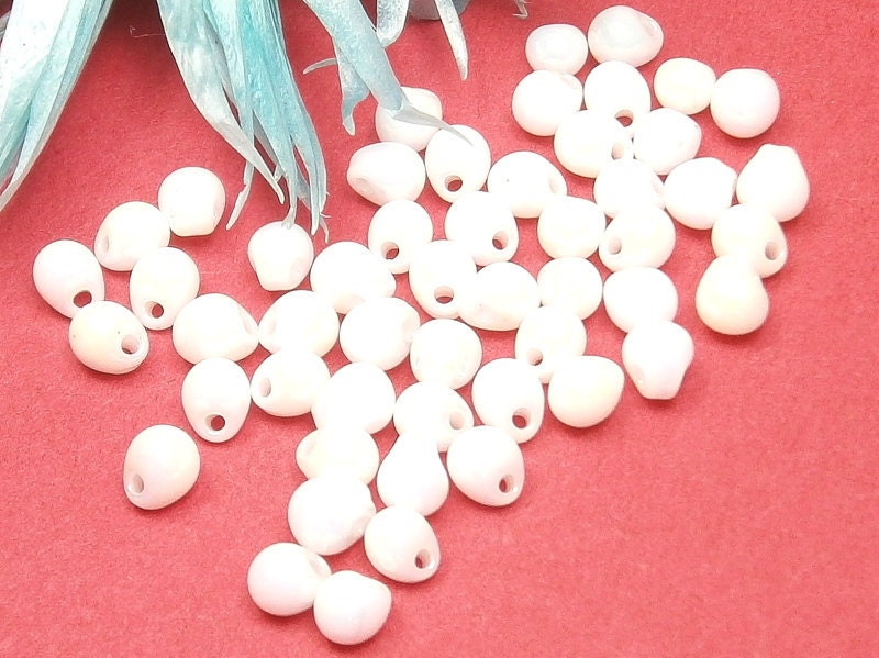 4mm Miyuki Fringe Drop Glass Beads White AB Finish 52 Pack