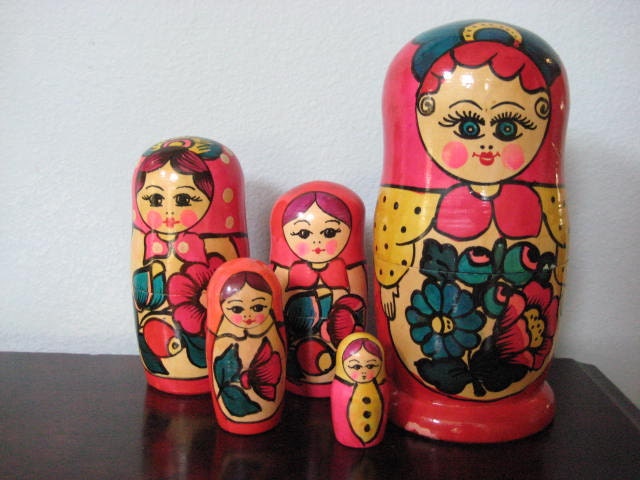 Vintage Russian Nesting Dolls/ Hand painted Matryoshka Dolls