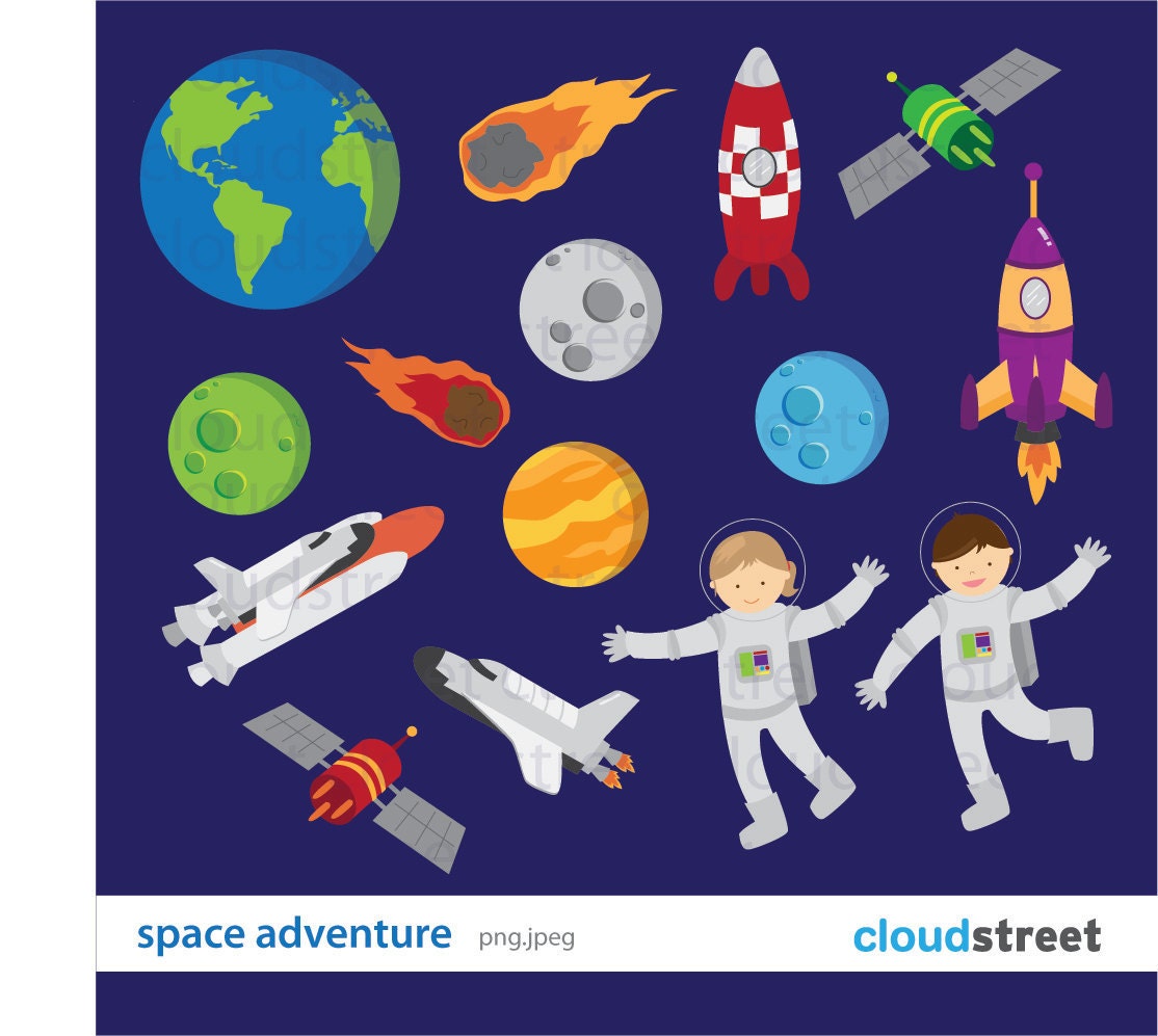 buy 2 get 1 free Space Adventure Clipart for Personal and Commercial Use ( space clip art ) INSTANT DOWNLOAD