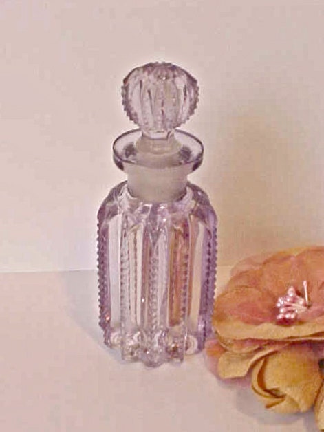 Treasury Item: Beautiful Victorian Era Amethyst Glass Perfume Bottle In Zipper Pattern