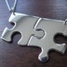Two Edge Puzzle Pieces Silver Pendant Necklaces