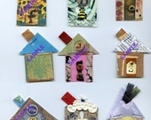 Digital Download-Tiny Paper Houses2 - Mixed Media Collage Style