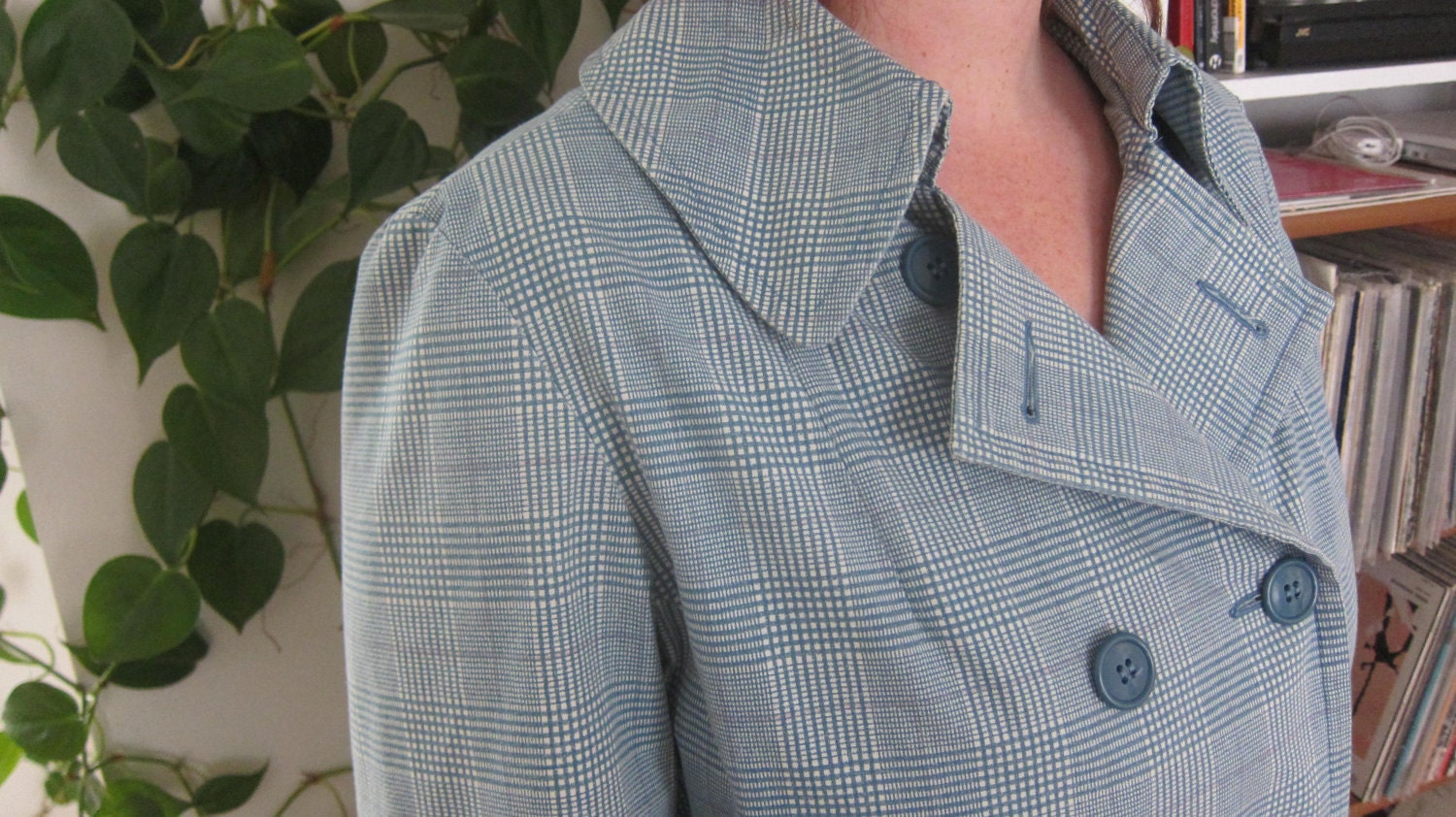 Vintage Plaid Turquoise Spring Rain Jacket