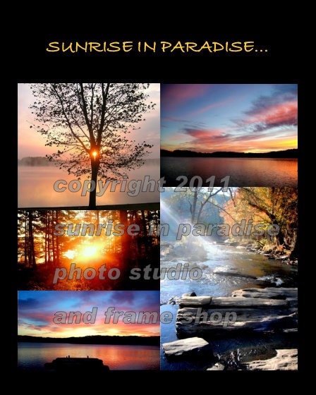 8x10 inch collage print. Sunrise in Paradise...  Fine Art Photography and home decor