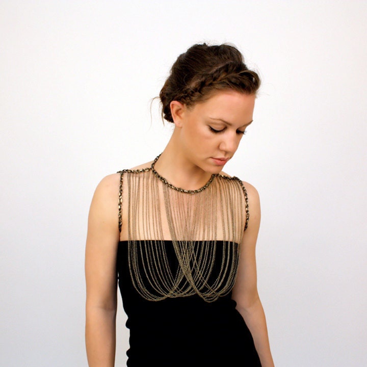 layered chain necklace / chain body jewelry // CUIRASS aka the chest plate