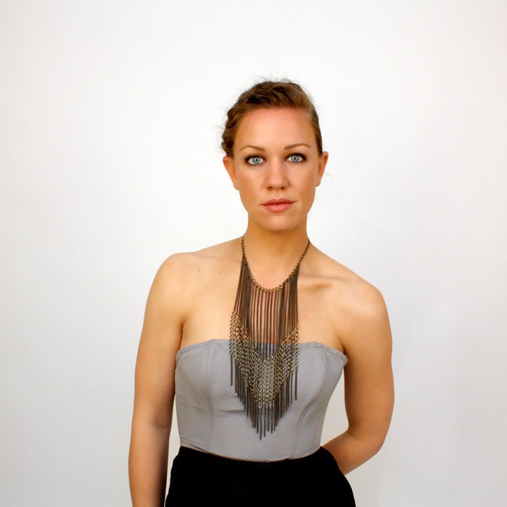 long chain fringe necklace, multi chain // LAMELLAR aka the chevron