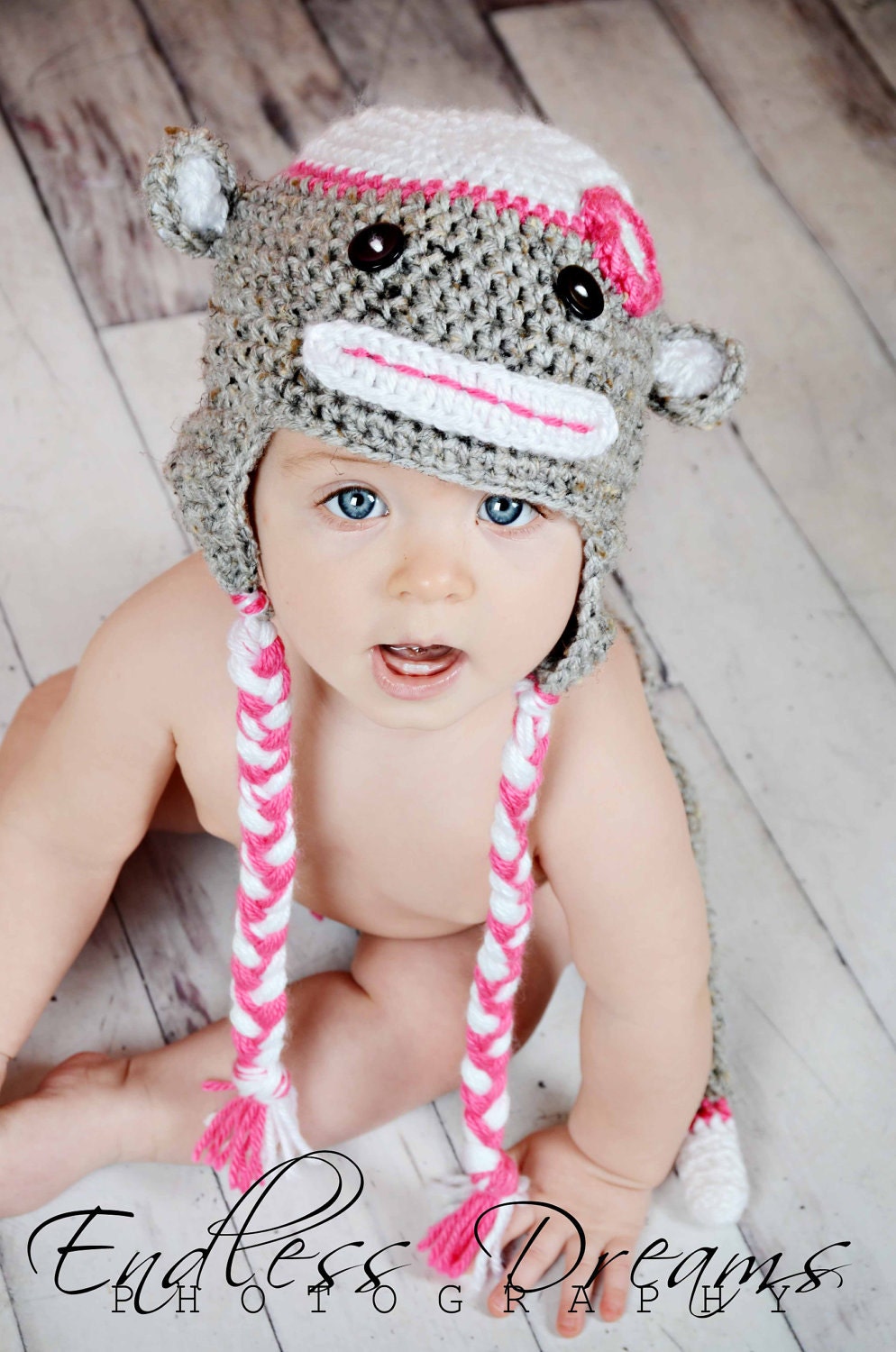 Instant Download - PDF Monkey Hat and Diaper Cover Crochet Pattern - hat all sizes