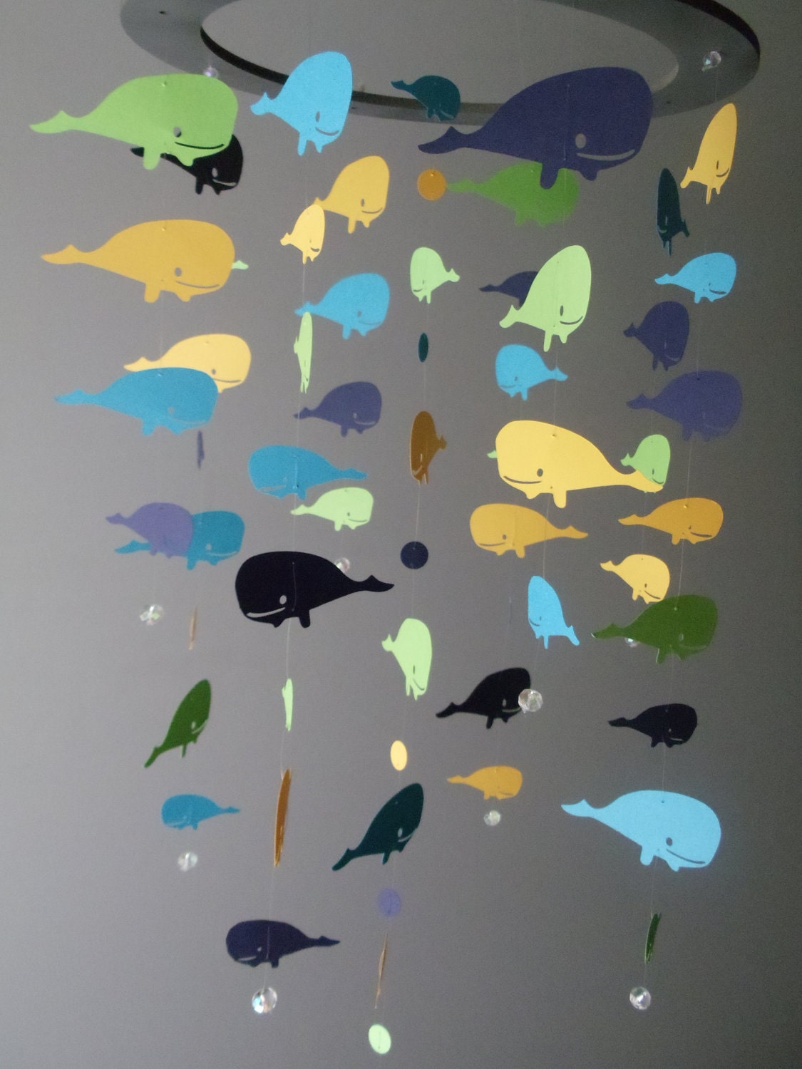 Whale Mobile - Blue, Yellow, Navy and Green
