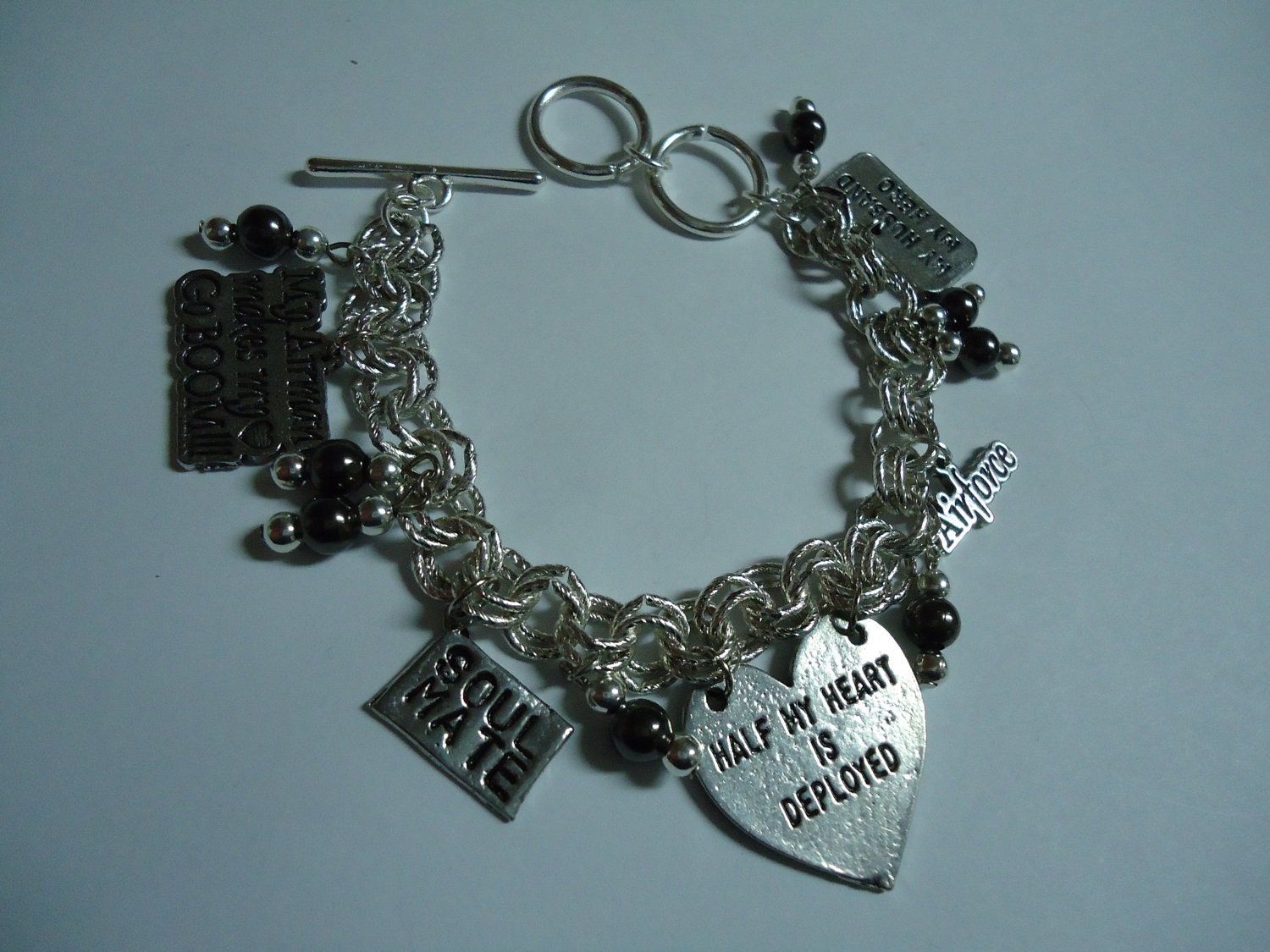 Half My Heart is Deployed - Military Charm Bracelet w/ Choice of Charms