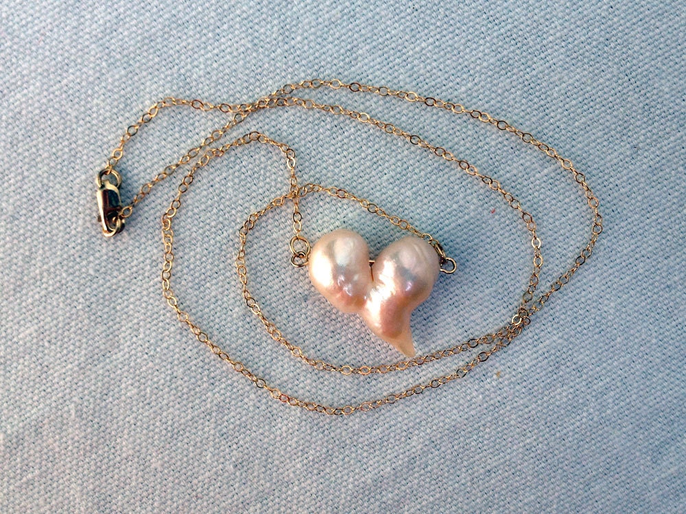 Gold-filled and freshwater pearl spike necklace
