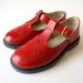 vintage 70s girls red leather MARY JANE t strap SHOES 7.5