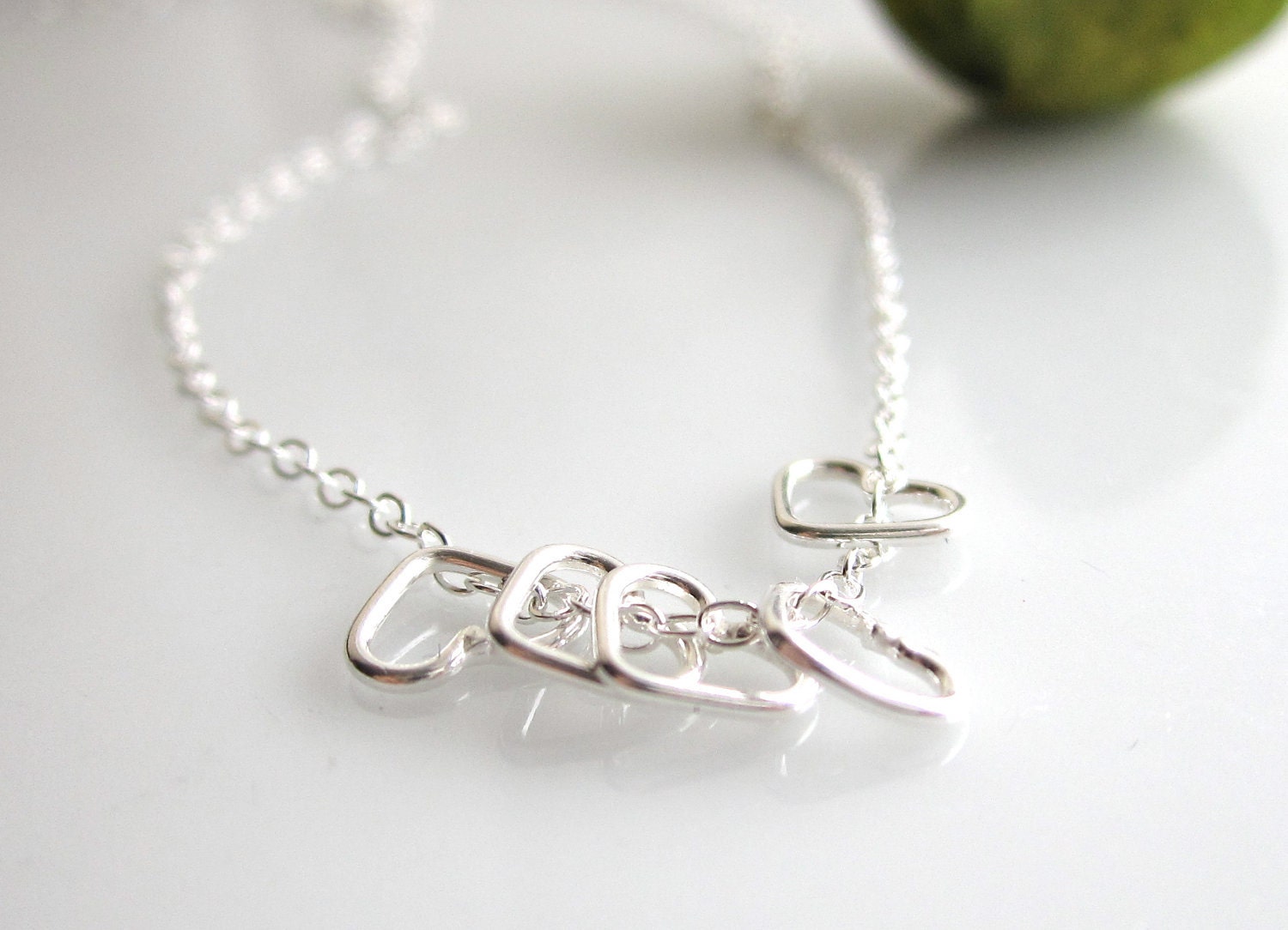 Lots of  Love Tiny Hearts Sterling Silver Necklace  - All Sterling Silver -  Everyday Jewelry