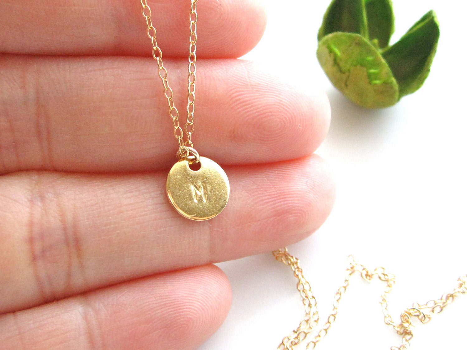 Personalized Initial Necklace - Hand Stamped Custom Initial Drop -  Initial Necklace - Dainty Jewelry