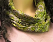 Silk scarf, Infinity Scarf, Sari scarf, Loop Scarf