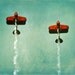 Vintage Airplane Print - Aviation Nursery Flying Boys Room Wall Decor Plane Biplane Aqua Orange Photograph