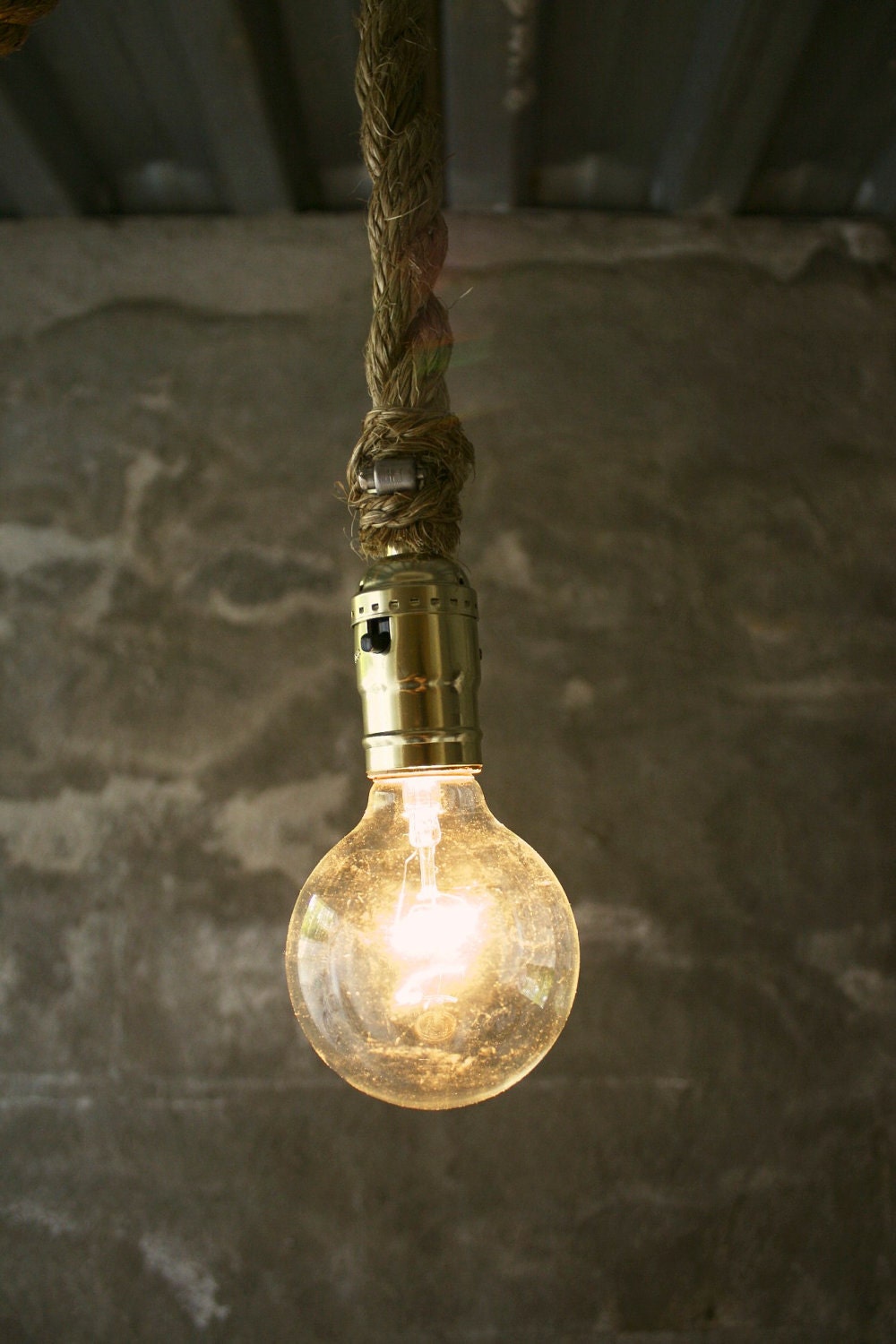 Chandelier Lighting Hanging Light Rustic Decor Shabby Chic Industrial Light - Rustic Rope Design