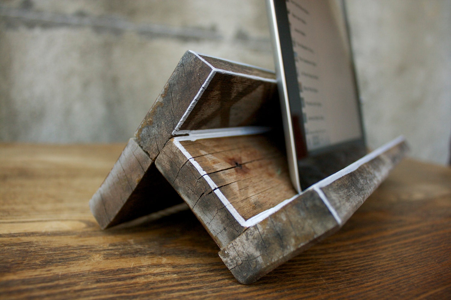 iPad Stand and Amplifier - Salvaged Wood Shabby Chic Design