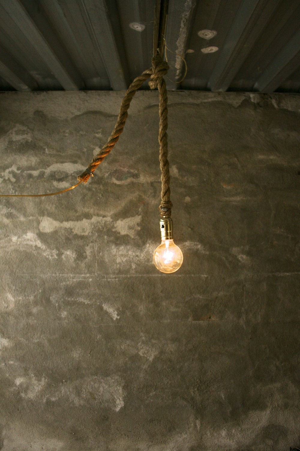 Hanging Lamp Chandelier Lighting Hanging Light Rustic Decor Shabby Chic Industrial Light - Rustic Rope Design