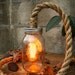 Mason Jar Lighting Rustic Wedding Decor Glass Lighting Shabby Chic Lighting Night Light or Desk Lamp - Vintage Industrial Rope Design