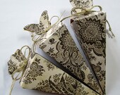 Rustic Wedding Favor Cone,Petal Toss Cone, Candy Cone with your choice of BUTTERFLY, FLOWER or LOVEBIRD - Set of 12