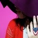 Basestation, triangle ring, tribal ring blue with pink chains, valentines gift.