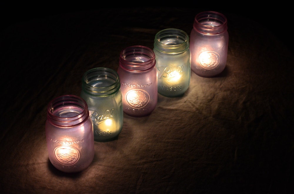Mason Pint Jars - Pick your colors, set of 5