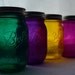 Stained Mason Jars, Mixed Color Set of 4