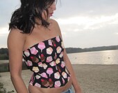Sweet Cupcakes All Around - Black Casual Corset - Completely Separating Zipper - Small