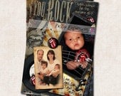 Rockin Baby Birth Announcement Thank You, rock n roll, black beige (Digital File) you print