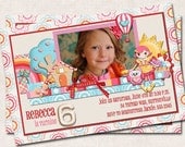 LaLa Loopsy Birthday Party Invitation, lalaloopsy inspired, pink red blue yellow, dolls, you-print (Digital File)