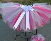 BIRTHDAY TUTU  Cotton Candy  Custom Tutu First Birthday Portraits Pink Blue White
