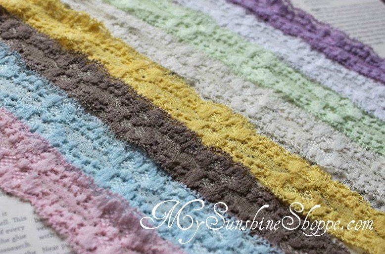 Stretch Lace - one inch wide - 5 yards - White