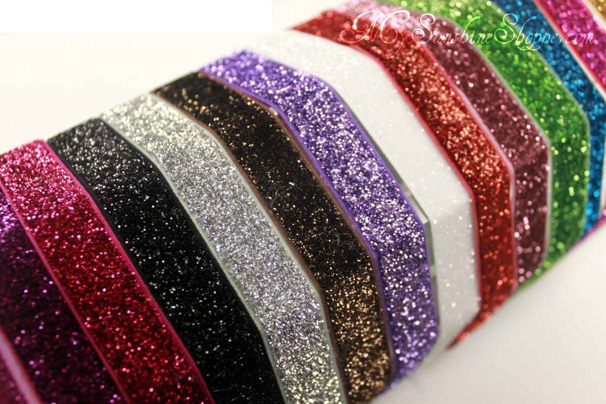 5/8th inch Stretch glitter elastic - 10 yards - you choose color(s)