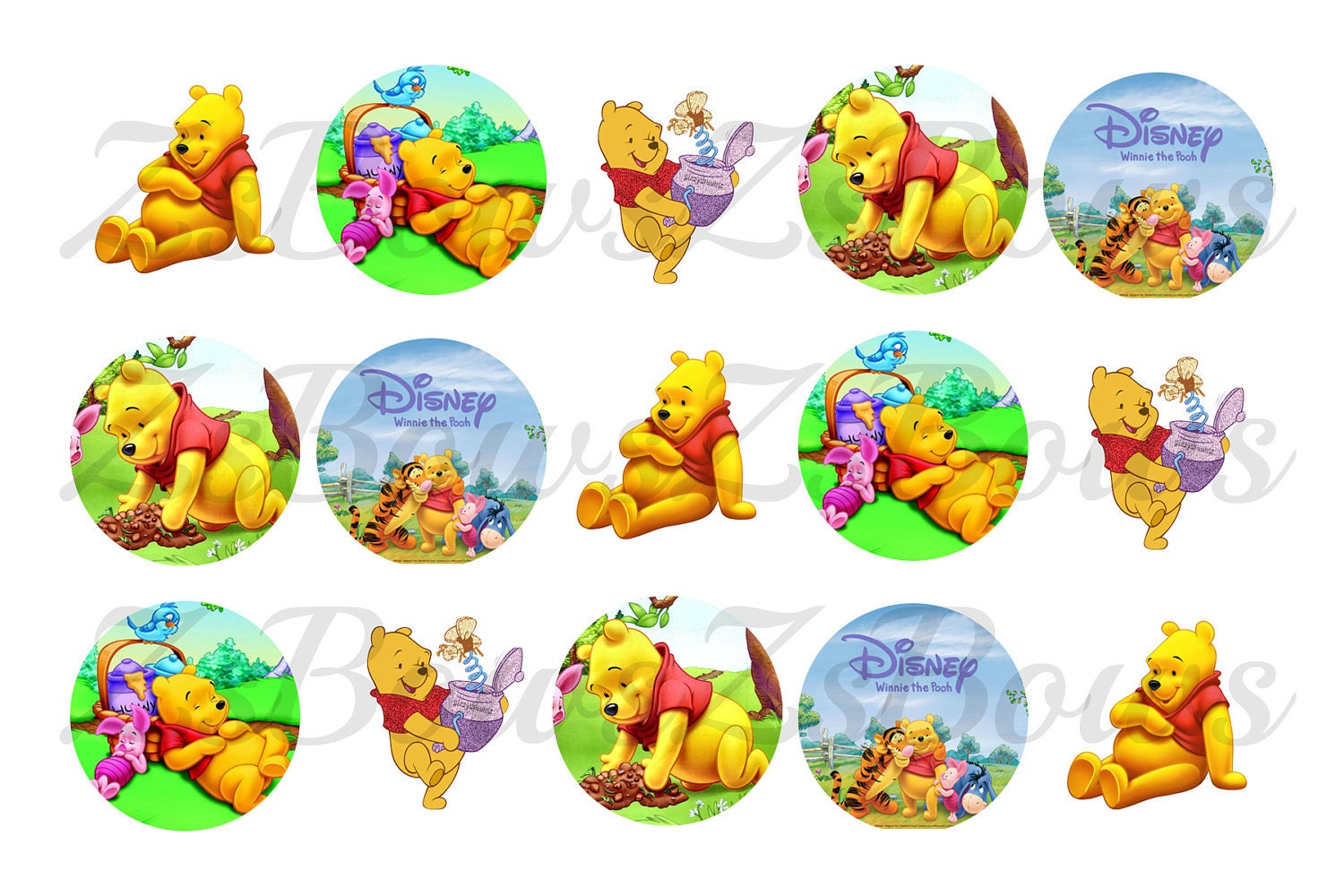 Winnie The Pooh INSTANT DOWNLOAD 4x6 1 inch Bottle cap image/Digital Collage sheet Il_570xn