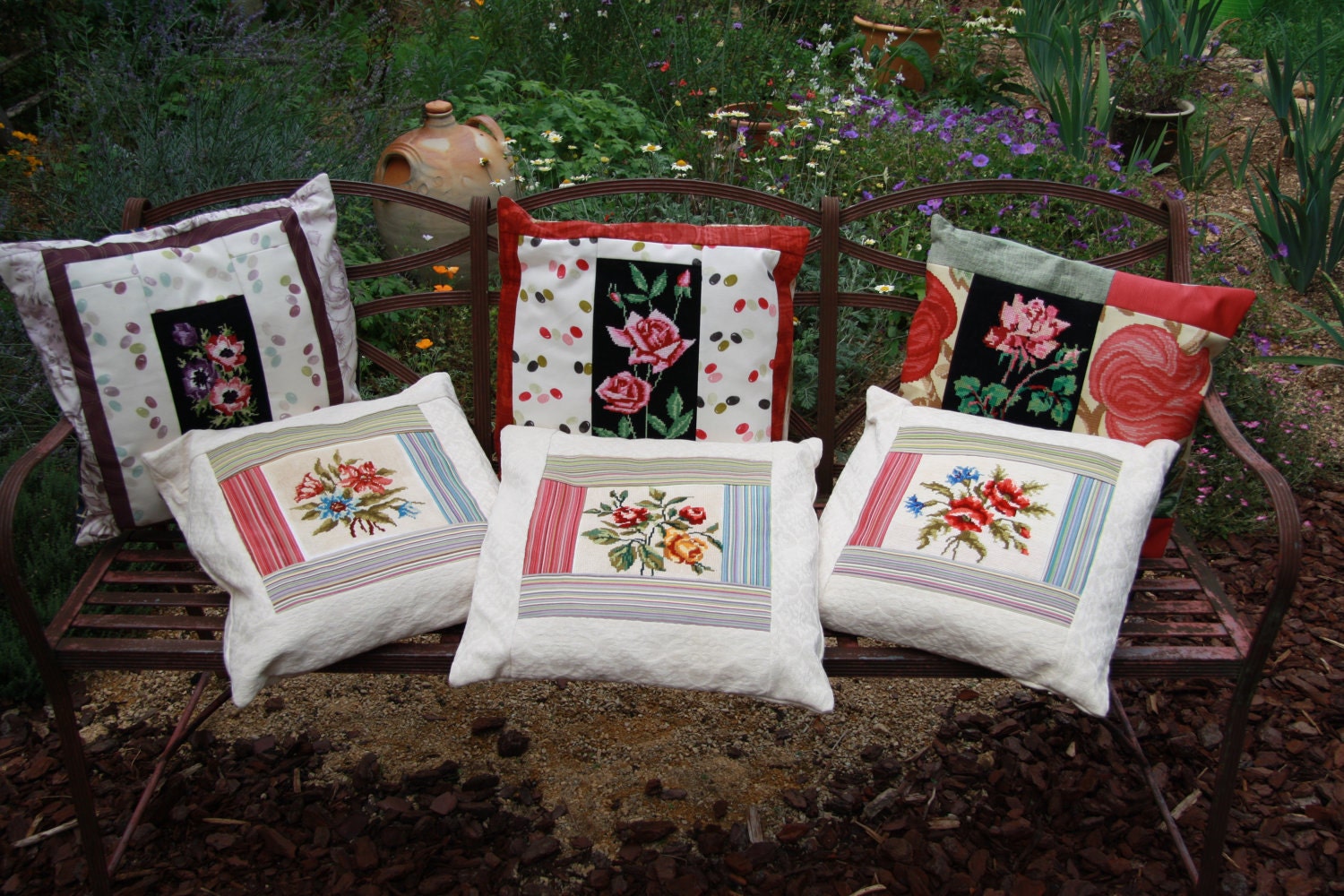 Set of 3 Stunning Floral Tapestry Cushions