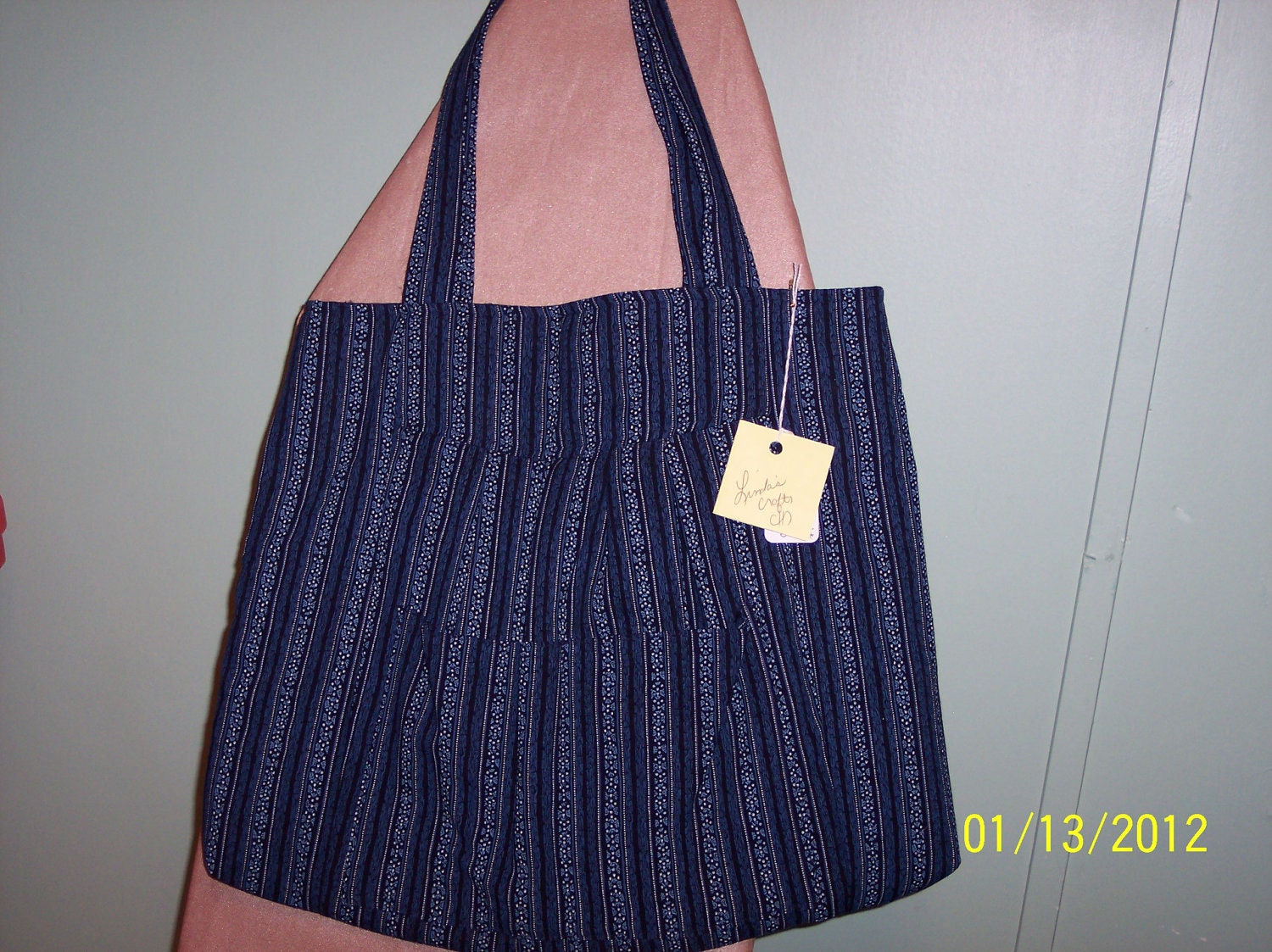 Navy blue & white stripes tote bag, purse, or hobo  bag