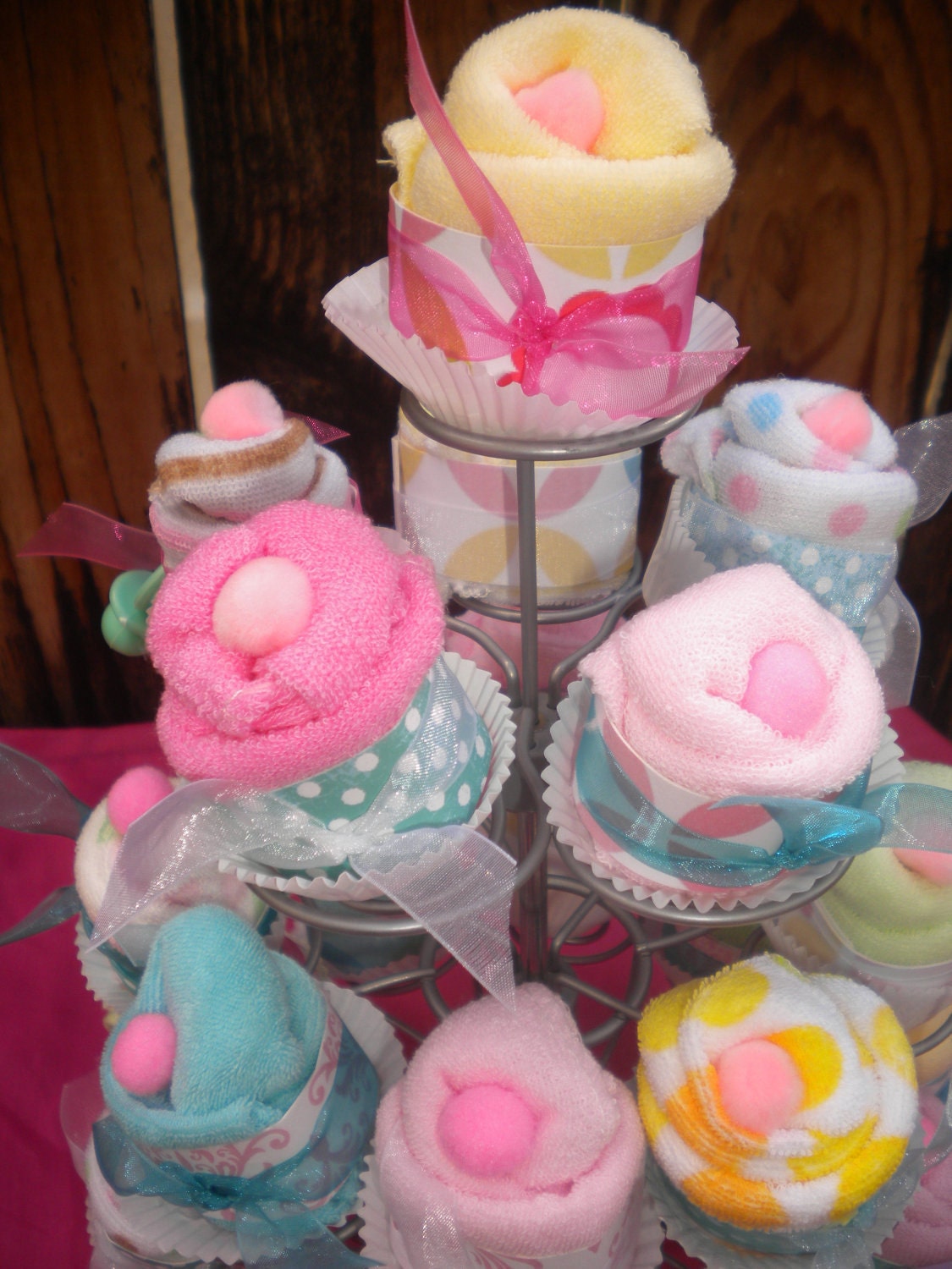 Baby Shower Favors Washcloth Cup Cakes 24 pieces