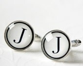 Monogrammed Silver Plated Cufflinks - Personalized with One Initial - Perfect for the Groom Graduation or Fathers Day