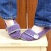 Stormy weather crocheted slippers, booties, shoes, socks with a button strap.
