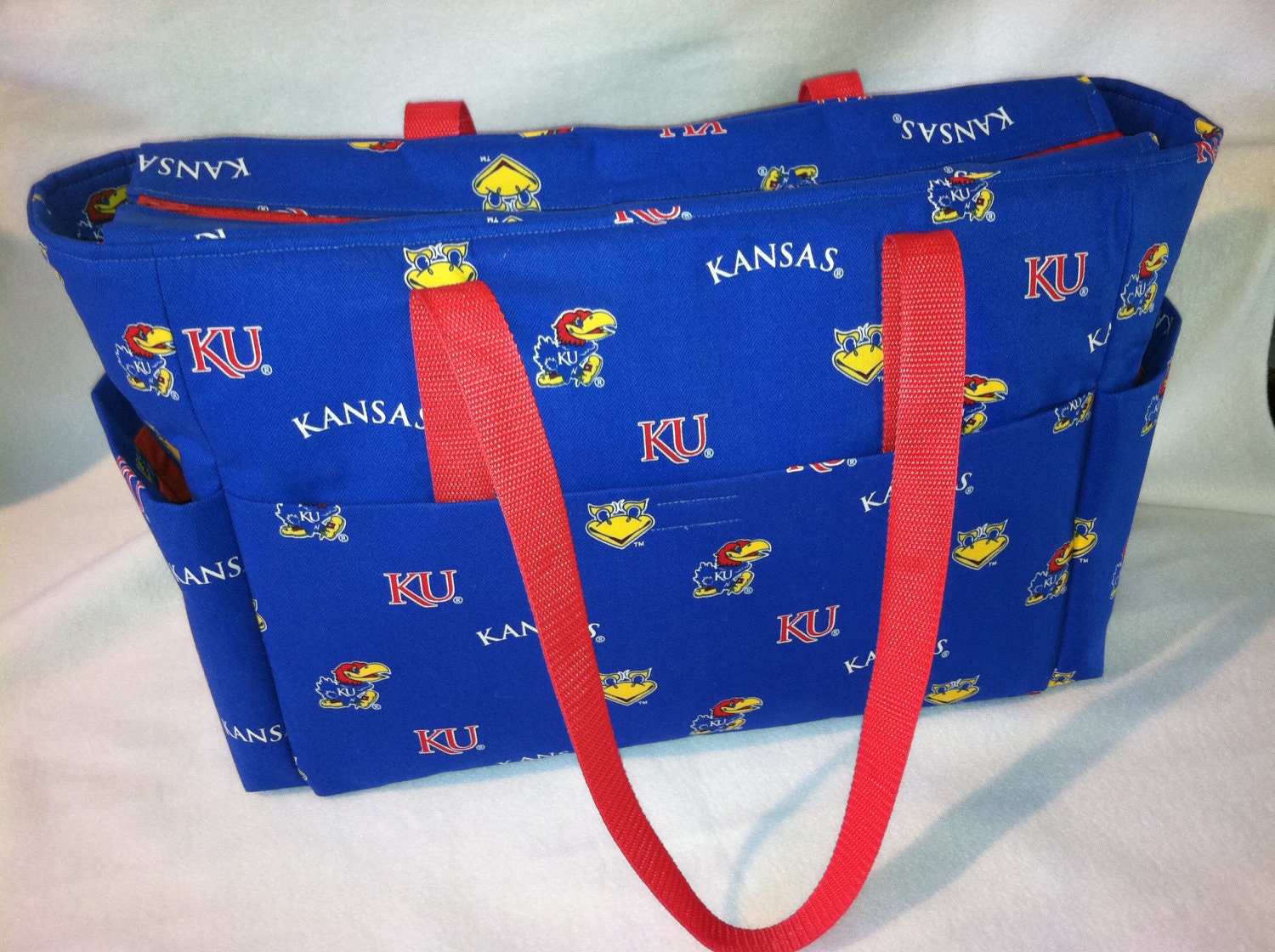 Kansas Jayhawk tote: great for overnight bag, carry-on bag, or even a large diaper bag