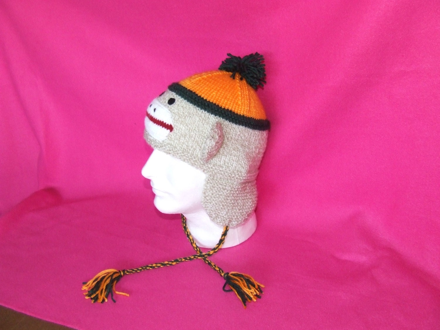 Sock Monkey Hat in professional and College team Colors